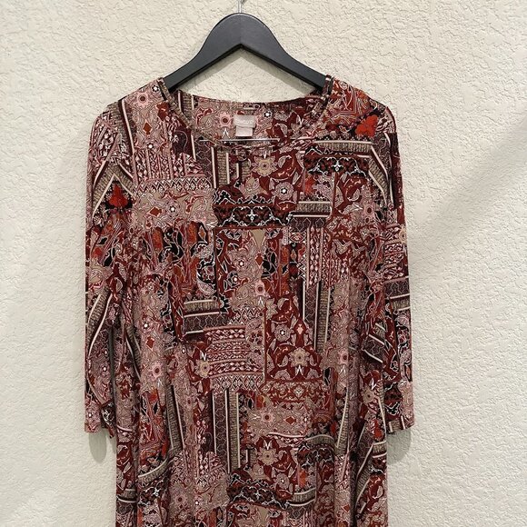 Chicos Women's Crew Neck Floral Multicolor Top Size 1 - Picture 1 of 5